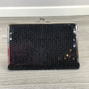 Vintage Fashion Bug Black Sequin Photo Clutch Wallet Picture Album Clasp Closure